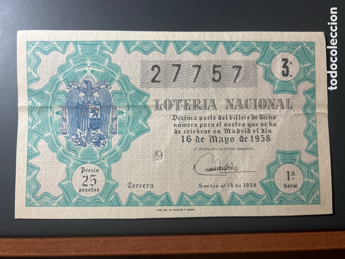 Cupones ONCE: Loteria A&ntilde;o 1958 Sorteo 14 - Foto 1