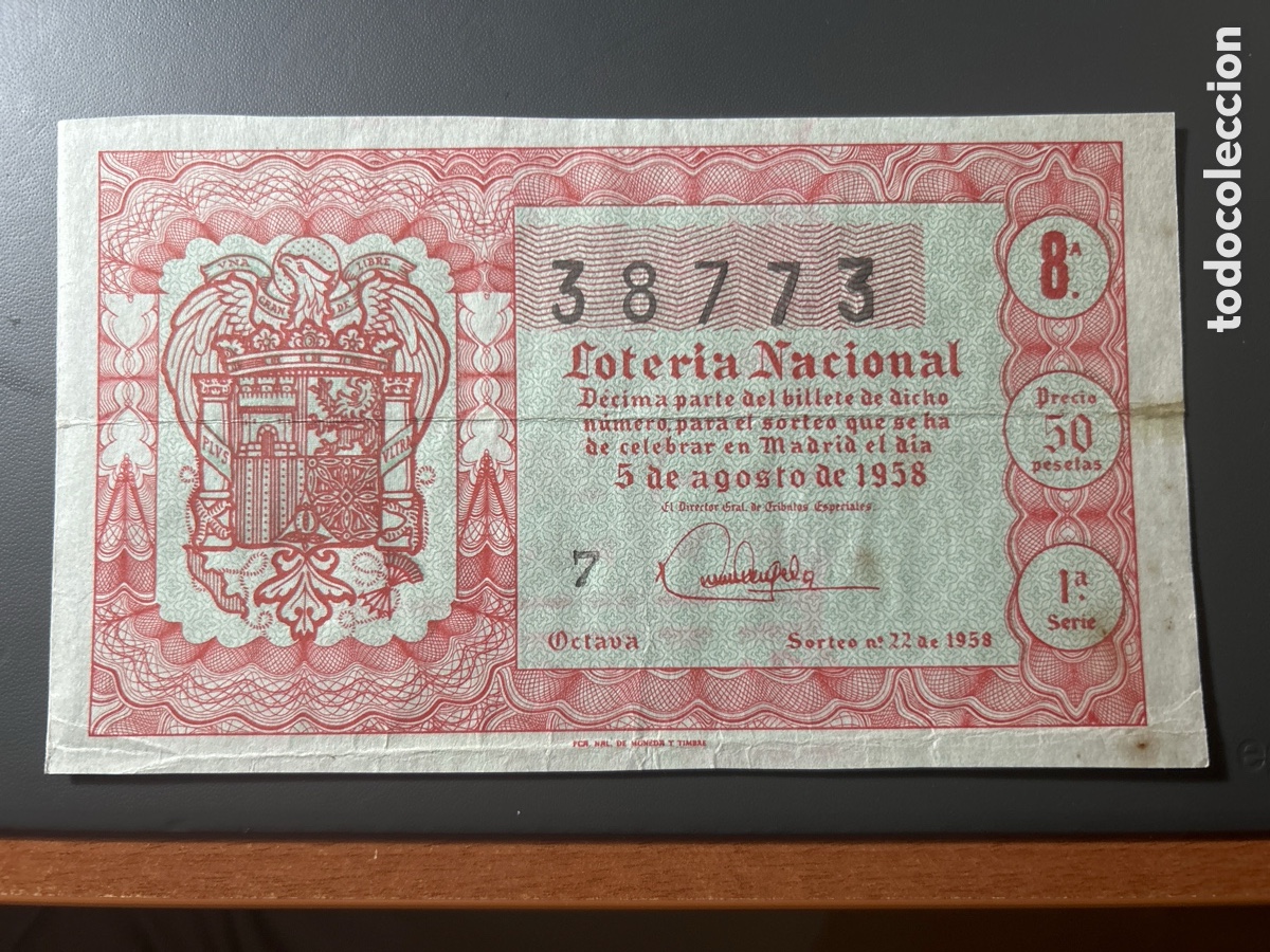 Cupones ONCE: Loteria A&ntilde;o 1958 Sorteo 22 - Foto 1