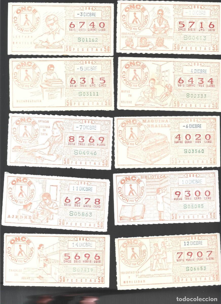 Cupones ONCE: 1 LOTE DE CUPONES DE LA ONCE 23 DIFERENTES MES DE DICIEMBRE DEL A&Ntilde;O 1984