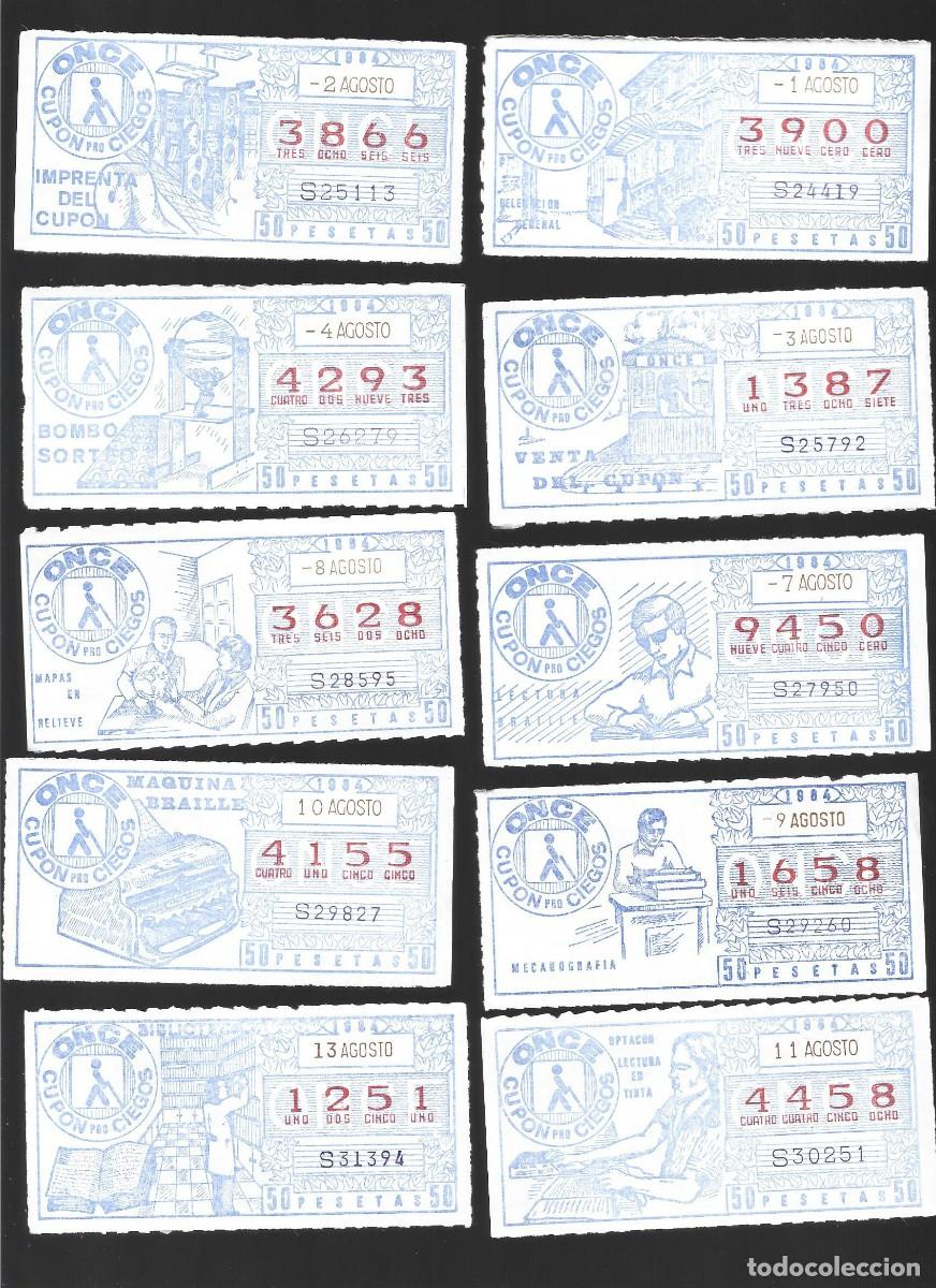 Cupones ONCE: 1 LOTE DE CUPONES DE LA ONCE 25 DIFERENTES MES AGOSTO DEL A&Ntilde;O 1984