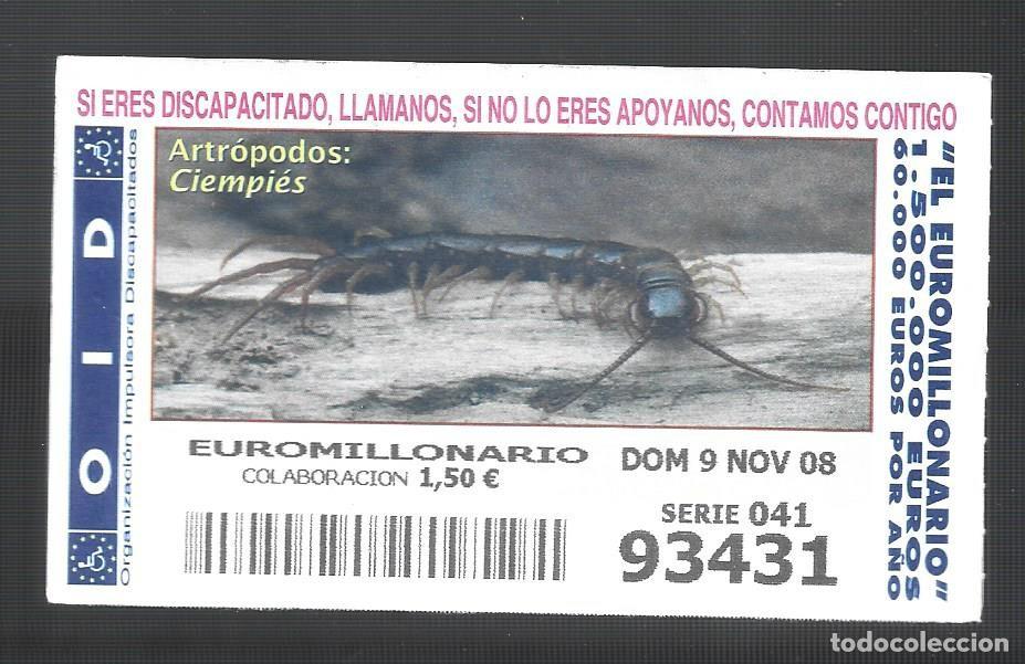 Cupones ONCE: 1 CUPON EUROMILLONARIO A&Ntilde;O 2008