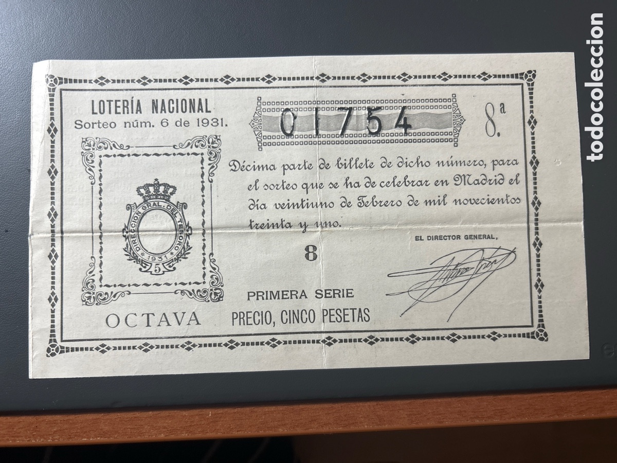 Cupones ONCE: Loteria A&ntilde;o 1931 Sorteo 6 - Foto 1