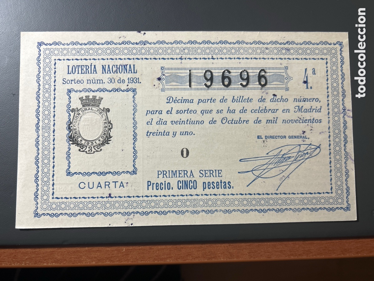 Cupones ONCE: Loteria A&ntilde;o 1931 Sorteo 30 - Foto 1