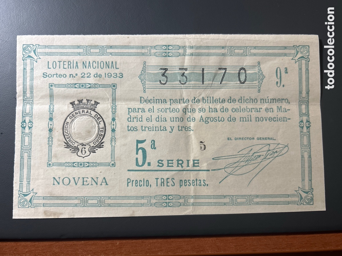 Cupones ONCE: Loteria A&ntilde;o 1933 Sorteo 22 - Foto 1
