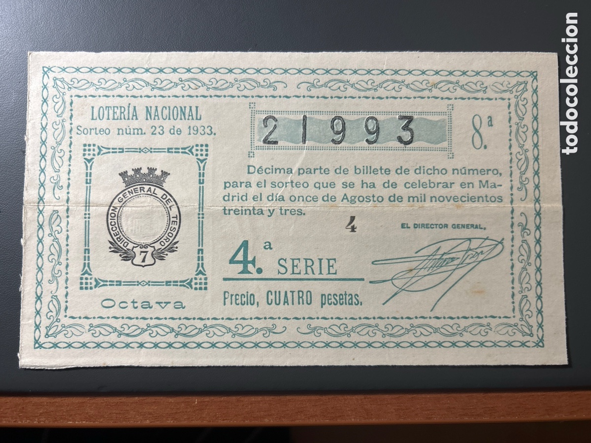 Cupones ONCE: Loteria A&ntilde;o 1933 Sorteo 23 - Foto 1
