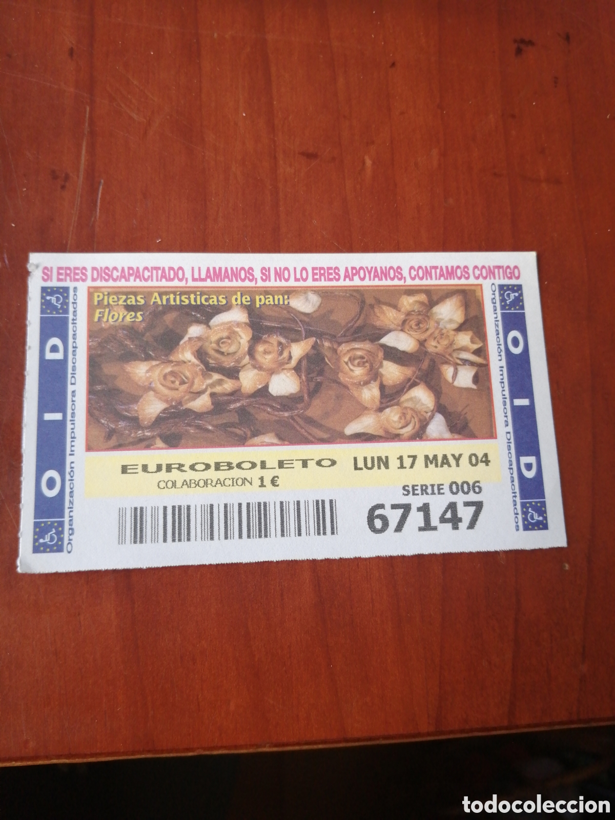 Cupones ONCE: CUPON ONCE : PIEZAS ARTISTICAS DE PAN : FLORES - Foto 1