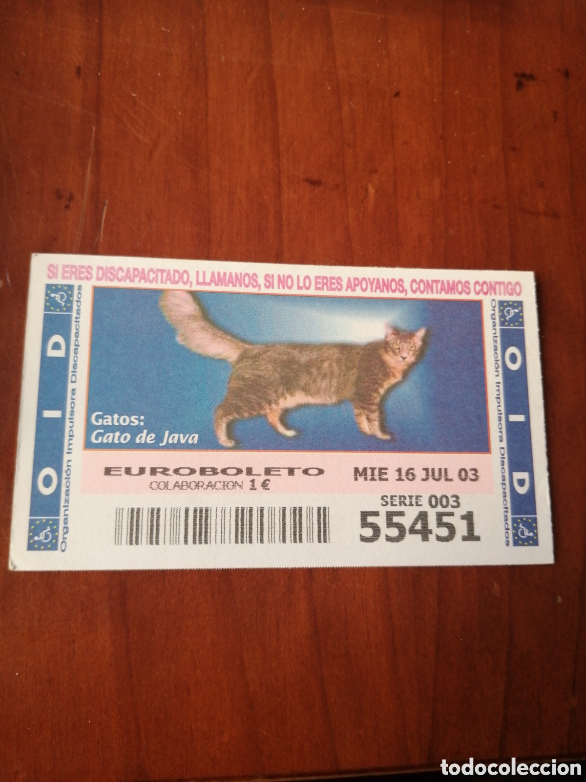 Cupones ONCE: CUPON ONCE : GATOS : GATO DE JAVA - Foto 1