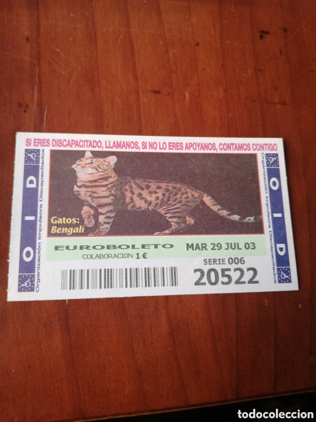 Cupones ONCE: CUPON ONCE : GATOS : BENGALI - Foto 1