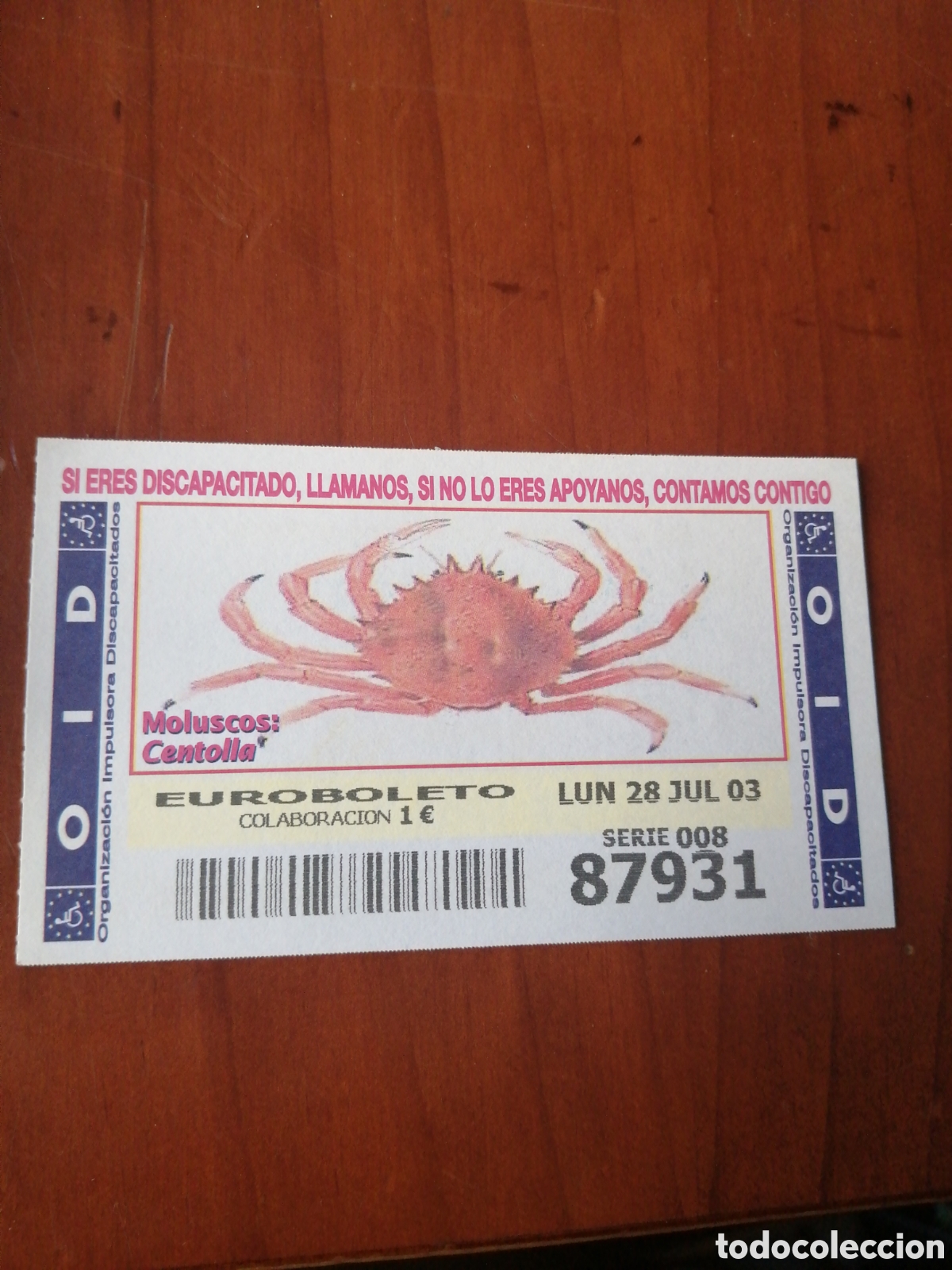Cupones ONCE: CUPON ONCE : MOLUSCOS : CENTOLLA - Foto 1