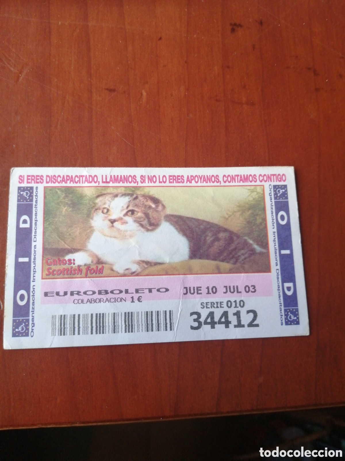 Cupones ONCE: CUPON ONCE : GATOS : SCOTTISH FOLD - Foto 1