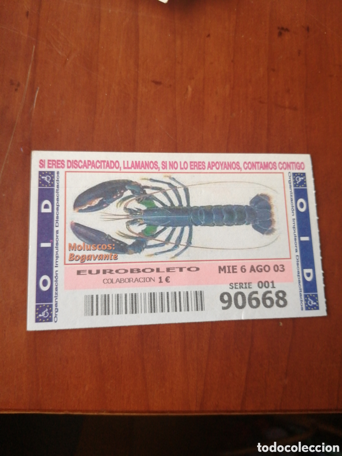 Cupones ONCE: CUPON ONCE : MOLUSCOS : BOGAVANTE - Foto 1