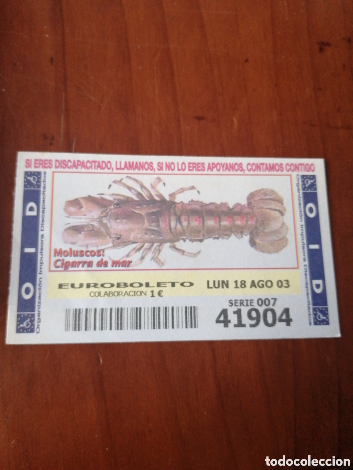 Cupones ONCE: CUPON ONCE : MOLUSCOS : CIGARRA DE MAR - Foto 1