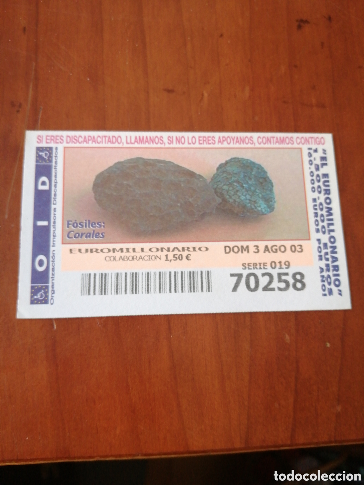 Cupones ONCE: CUPON ONCE : FOSILES : CORALES - Foto 1