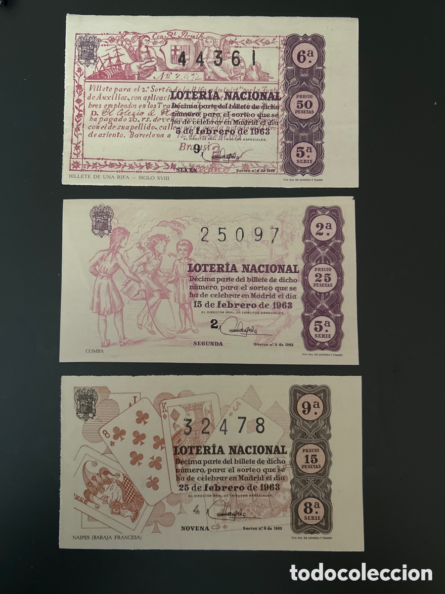 Cupones ONCE: Loteria A&ntilde;o 1963 Completo 36 Sorteos - Foto 2