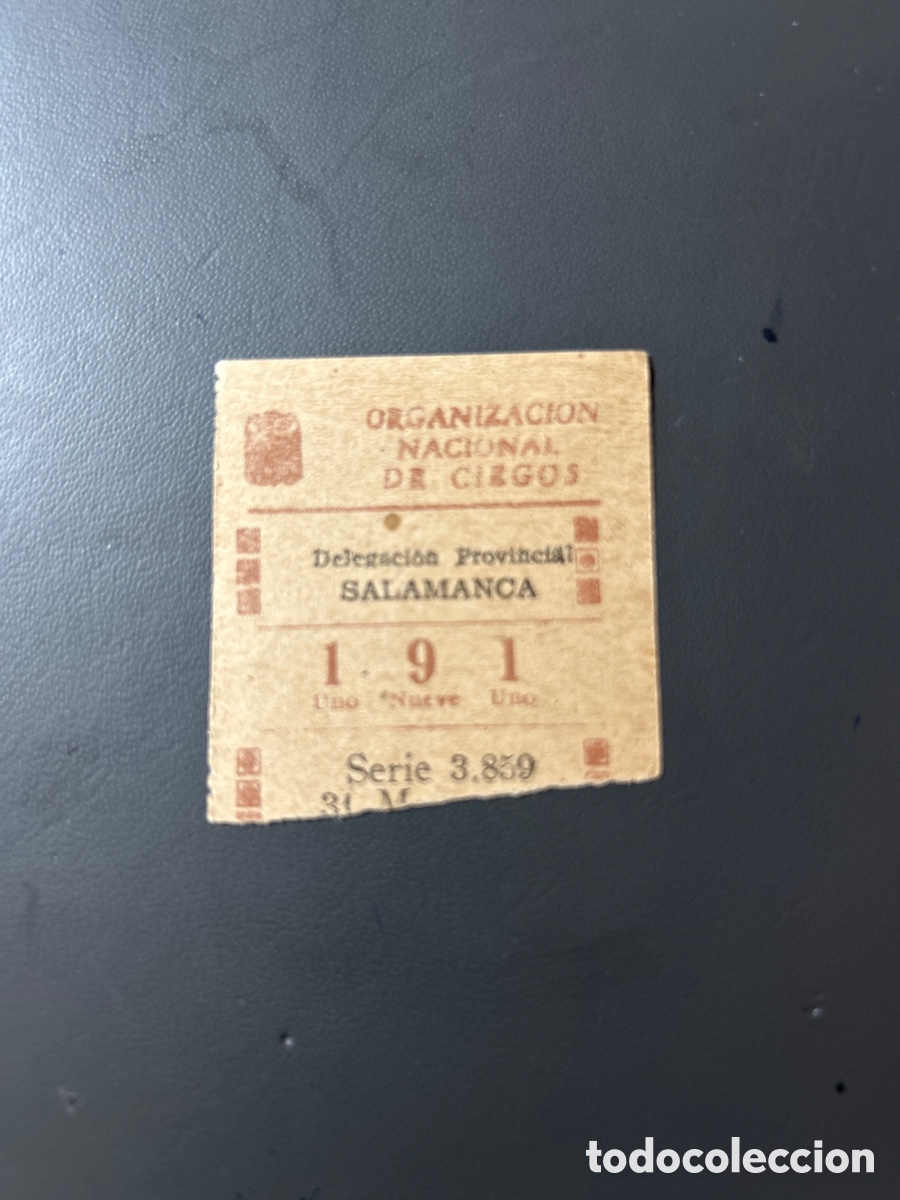 Cupones ONCE: Loteria Cupon once A&ntilde;o 1946 Salamanca 31 Mayo