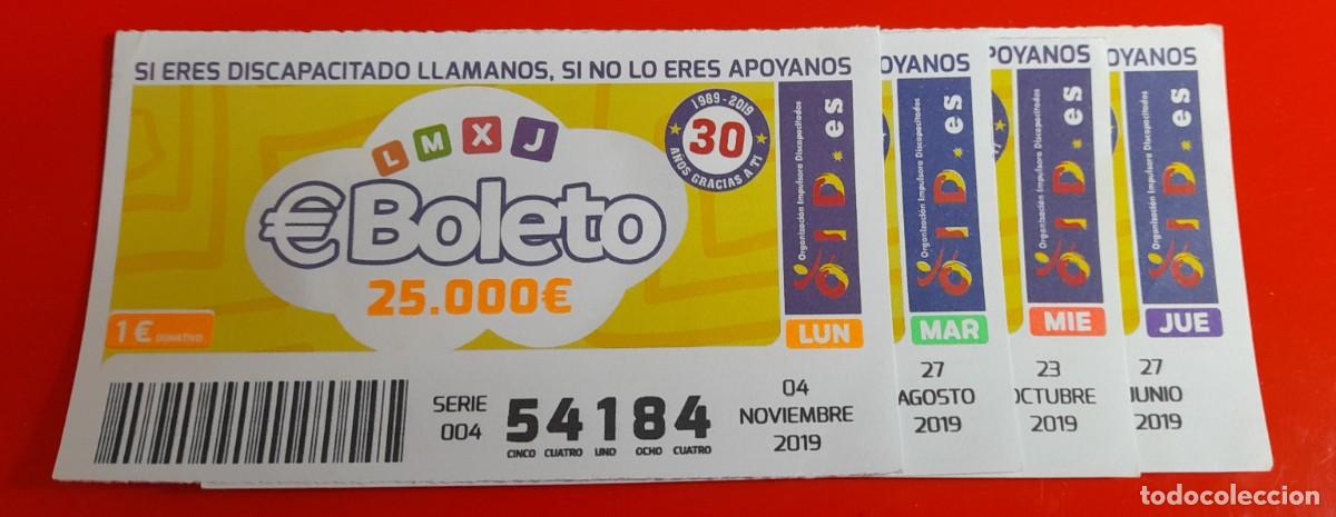 Cupones ONCE: LOTE 4 CUPONES OID - ORDINARIOA 30 ANIVERSARIO - 2019