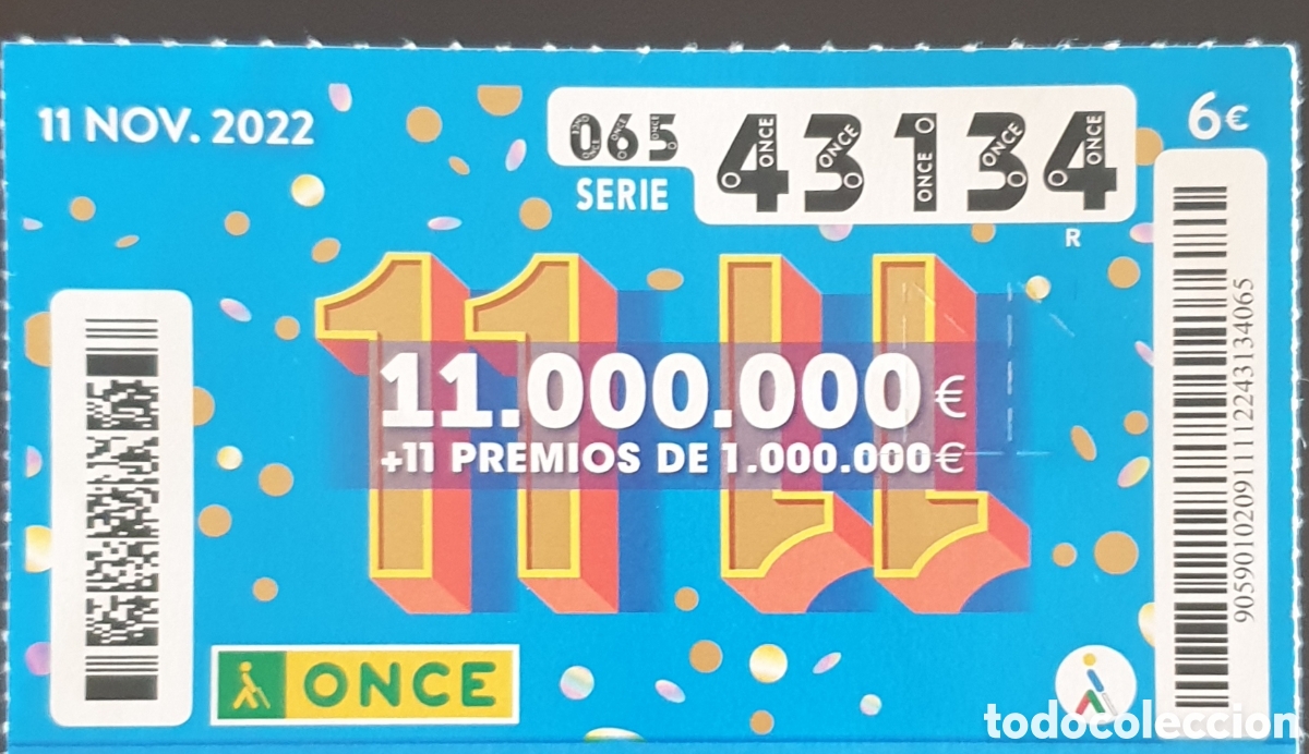 Cupones ONCE: N&deg; 43134, sorteo ONCE (11/11/2022) - Foto 1