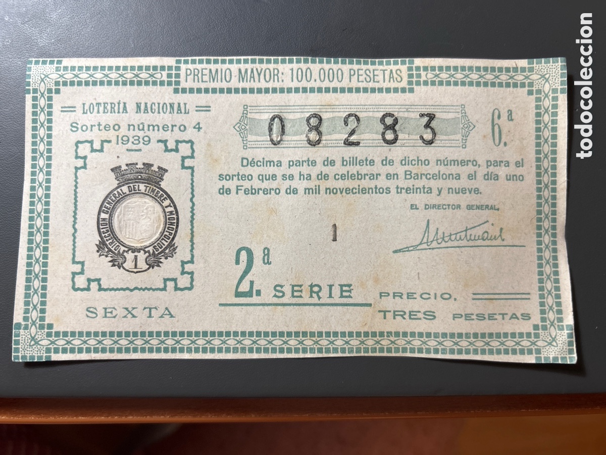 Coupon ONCE: Loteria A&ntilde;o 1939 Sorteo 4 Serie 2