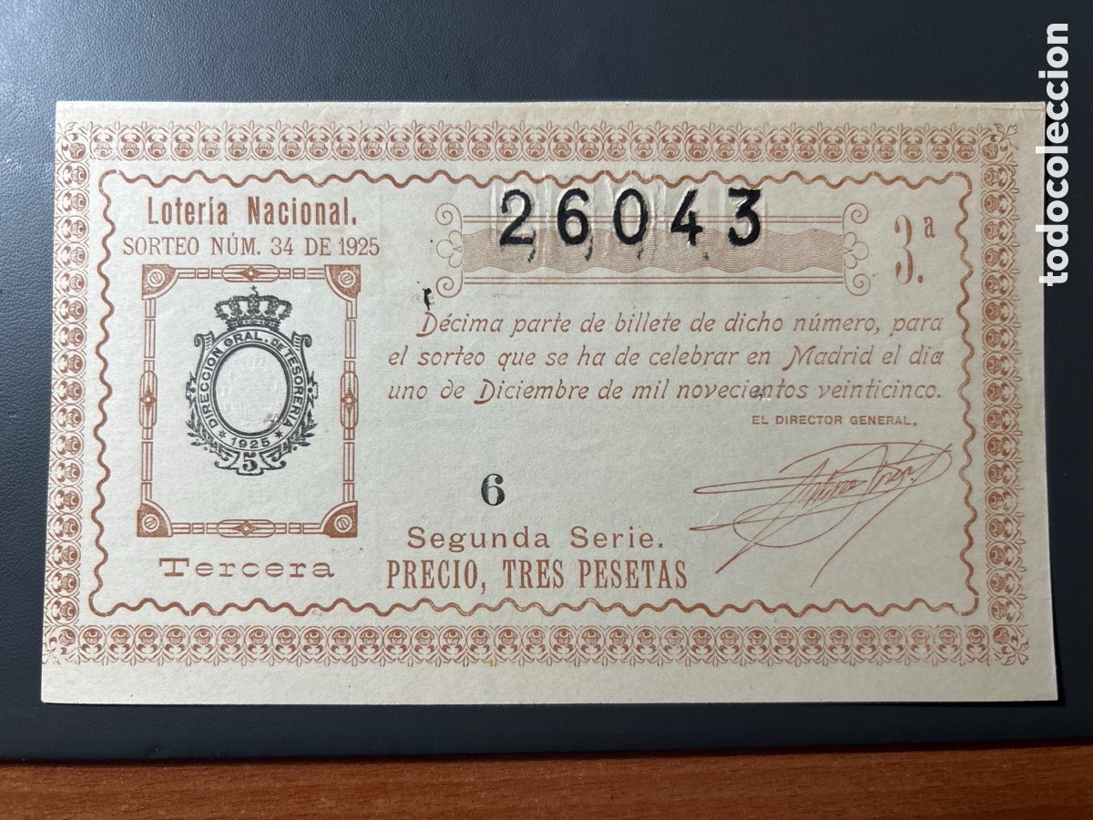 Cupones ONCE: Loteria A&ntilde;o 1925 Sorteo 34 Serie 2 - Foto 1
