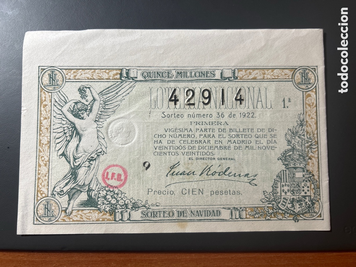 Cupones ONCE: Loteria A&ntilde;o 1922 Sorteo 36 Navidad - Foto 1