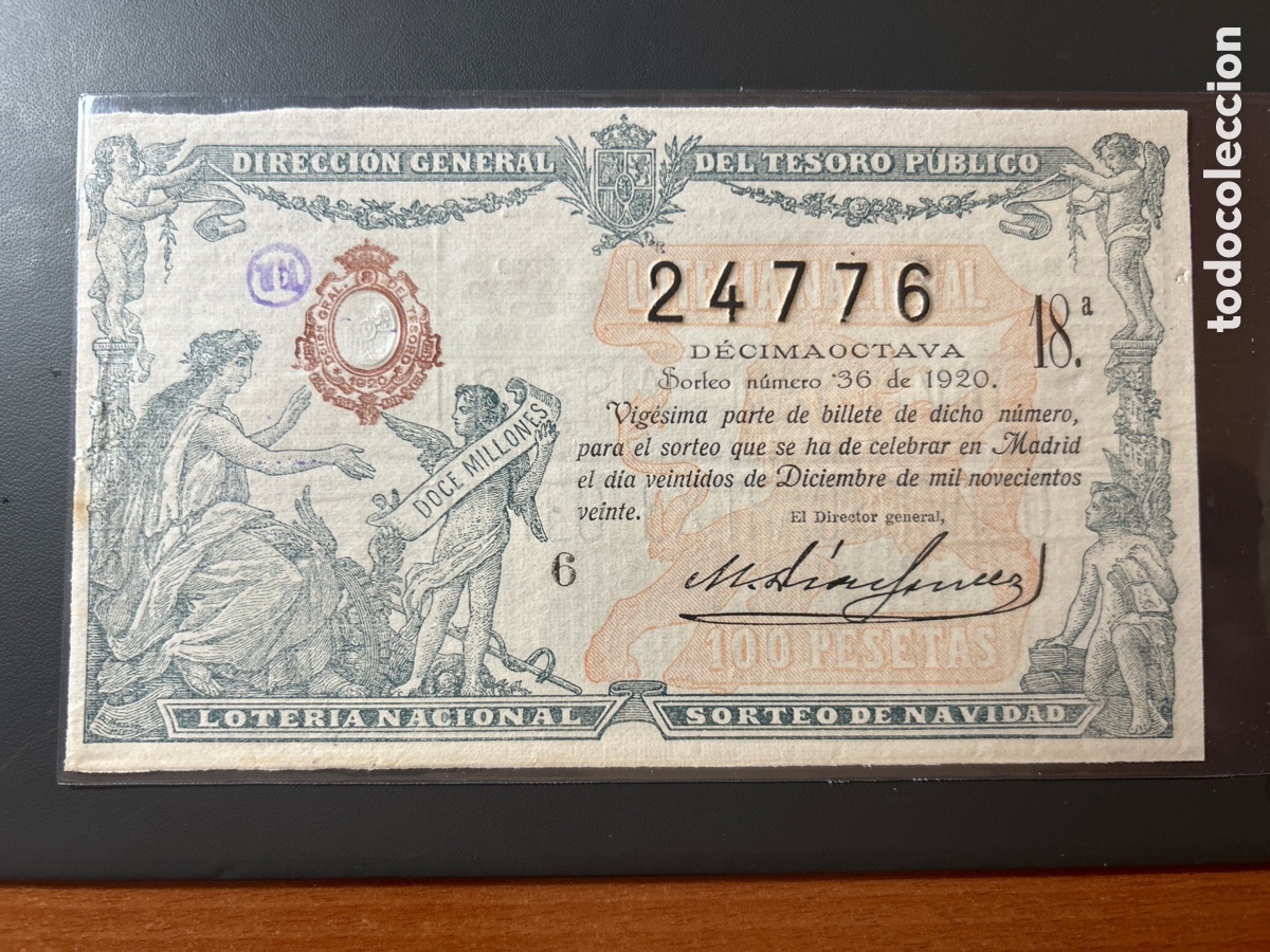 Cupones ONCE: Loteria A&ntilde;o 1920 Sorteo 36 Navidad - Foto 1