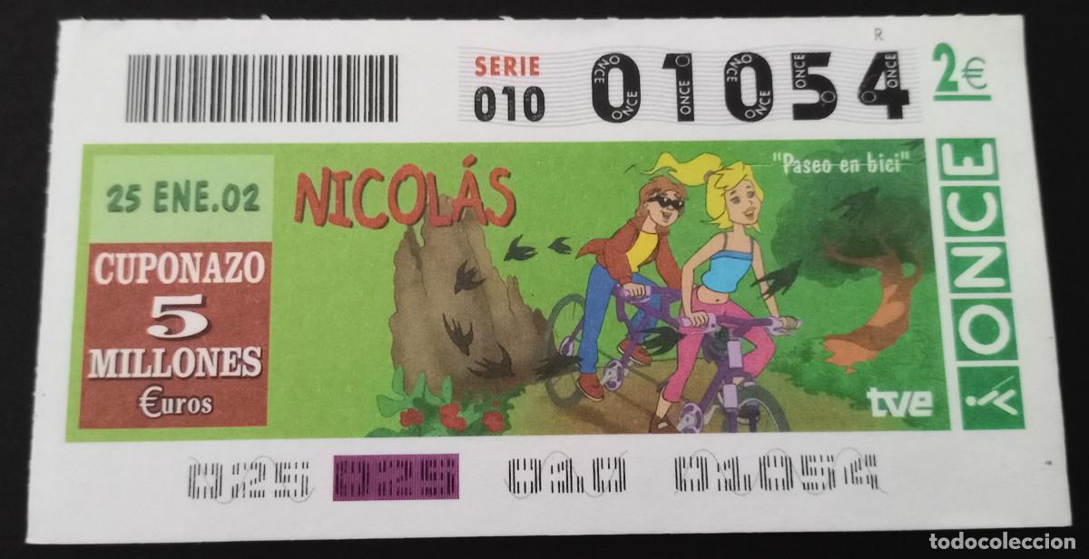 Cupones ONCE: CUP&Oacute;N ONCE - 25/ENERO/2002 - NICOL&Aacute;S, PASEO EN BICI