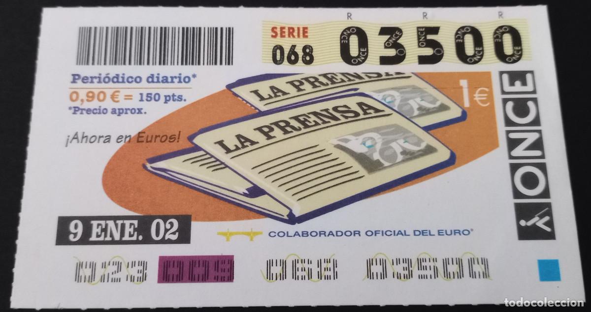 ONCE Coupons: CUP&Oacute;N ONCE - 9/ENERO/2002 - &iexcl;AHORA EL EURO! PERI&Oacute;DICO DIARIO