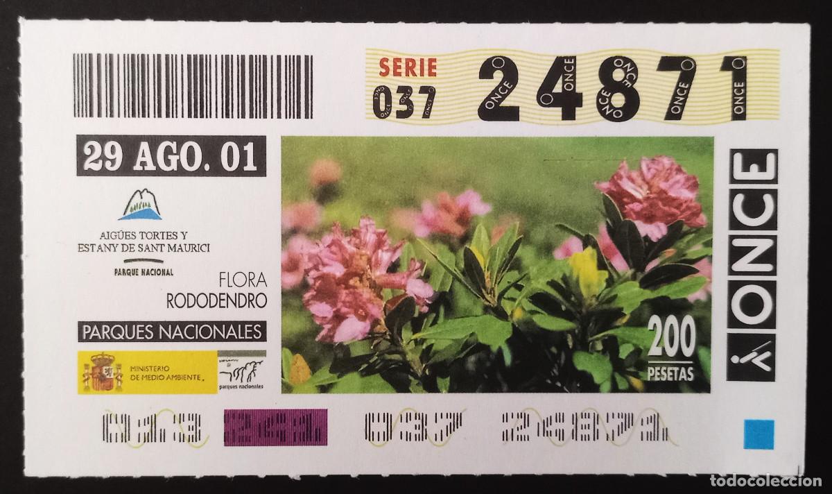 ONCE Coupons: CUP&Oacute;N ONCE - 29/AGOSTO/2001 - PARQUE NACIONALAIG&Uuml;ES TORTES - FLORA RODODENDRO