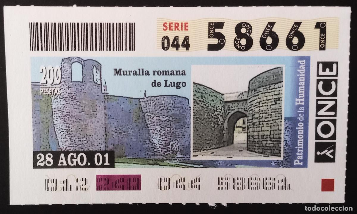 Cupones ONCE: CUP&Oacute;N ONCE - 28/AGOSTO/2001 - MURALLA ROMANA DE LUGO, PATRIMONIO DE LA HUMANIDAD