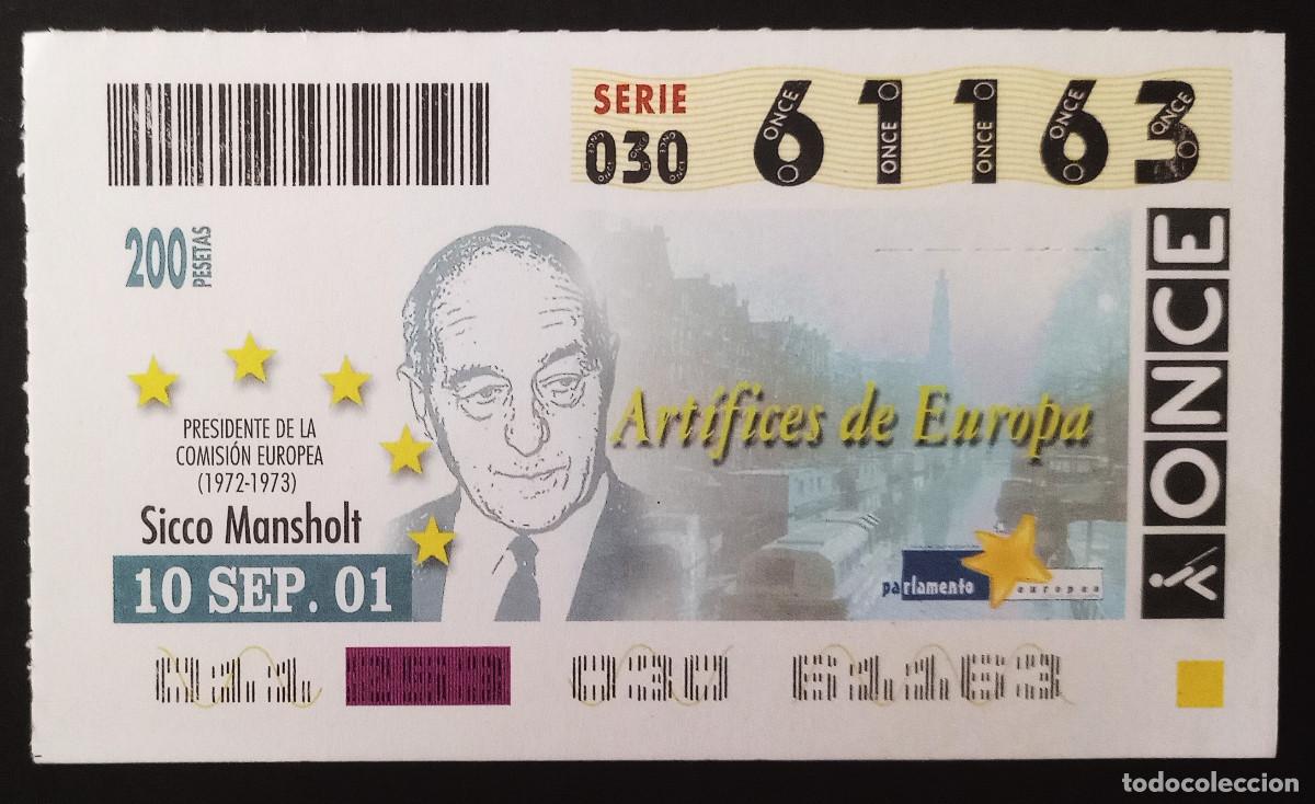 Cupones ONCE: CUP&Oacute;N ONCE - 10/SEPTIEMBRE/2001 - ART&Iacute;FICES DE EUROPA - SICCO MANSHOLT