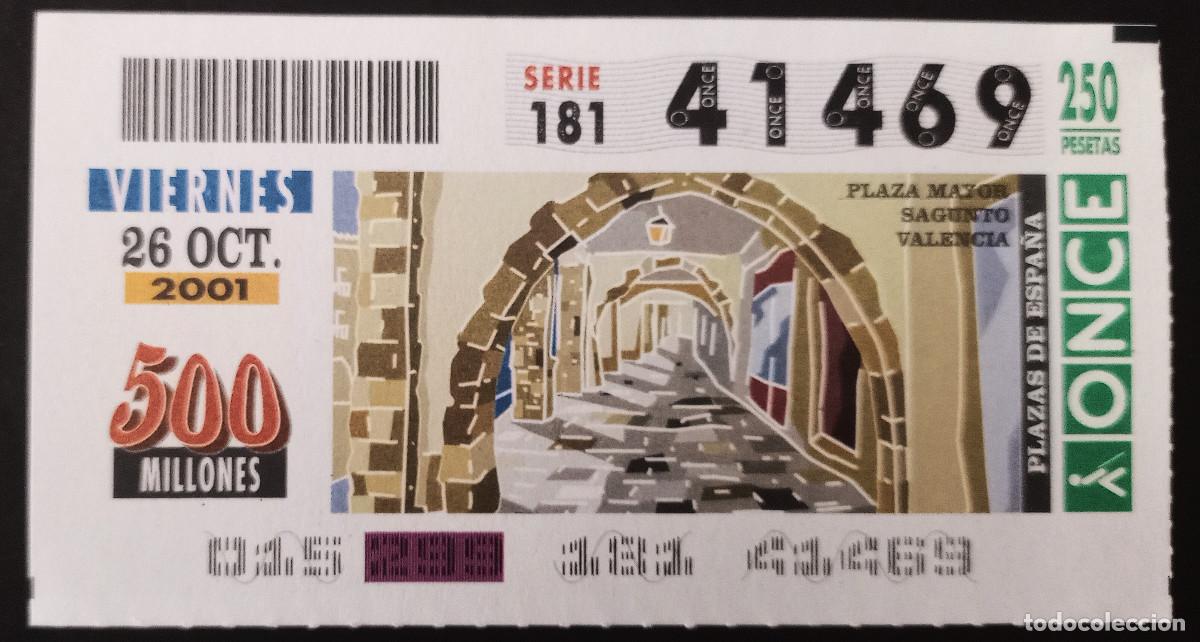 ONCE Coupons: CUP&Oacute;N ONCE - 26/OCTUBRE/2001 - PLAZA MAYOR SAGUNTO, VALENCIA