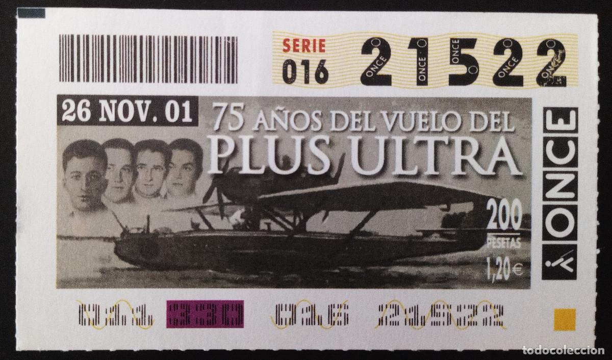 ONCE Coupons: CUP&Oacute;N ONCE - 26/NOVIEMBRE/2001 - 75 A&Ntilde;OS DEL VUELO DEL PLUS ULTRA