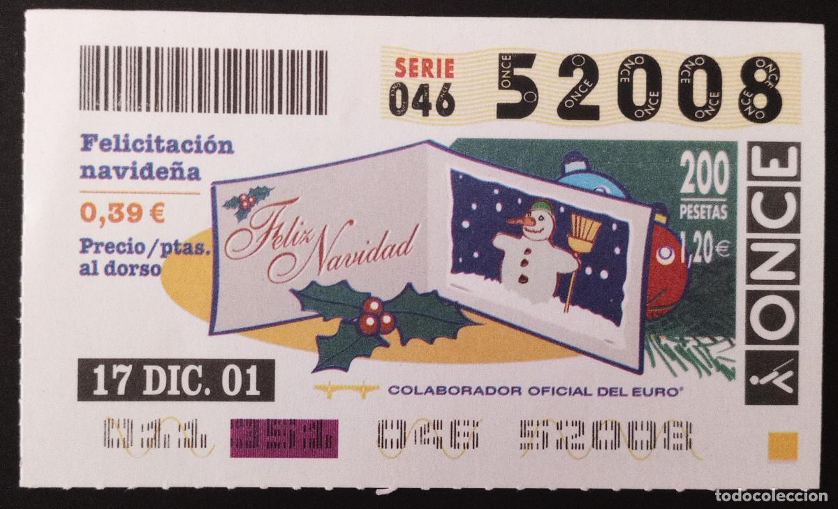 ONCE Coupons: CUP&Oacute;N ONCE - 17/DICIEMBRE/2001 - FELICITACI&Oacute;N NAVIDE&Ntilde;A
