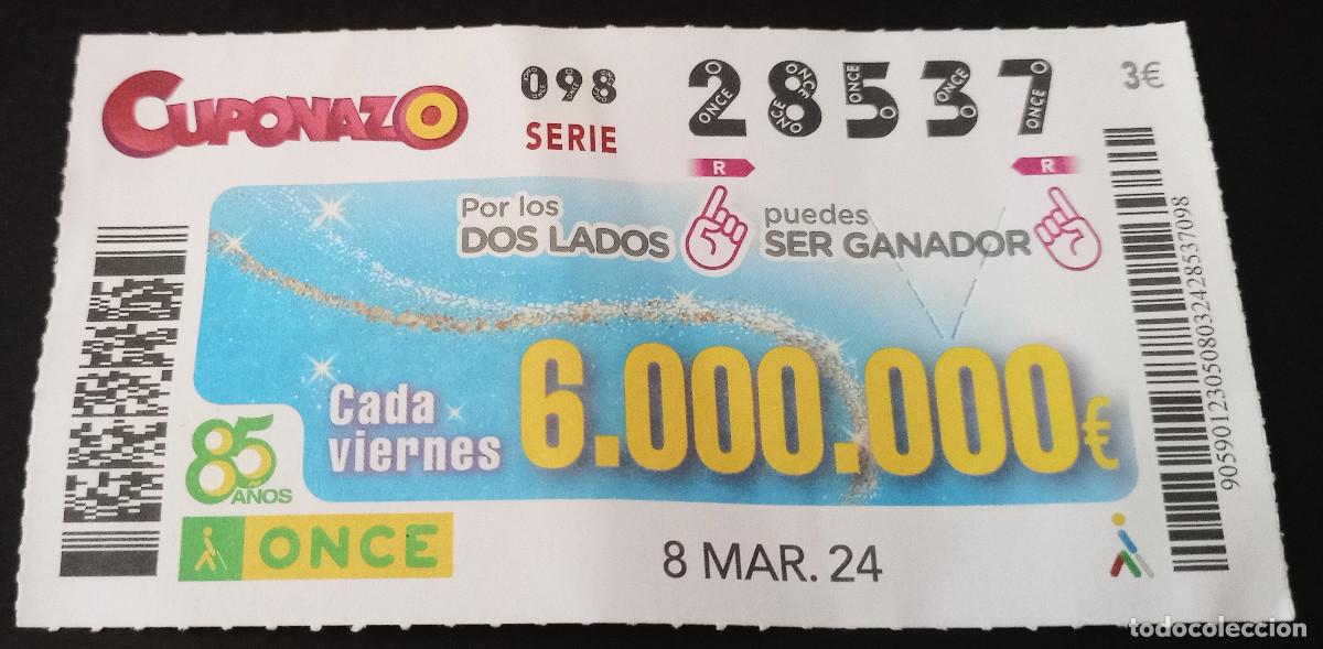 Cupones ONCE: CUP&Oacute;N ONCE - 8/MARZO/2024 - CUPONAZO - Foto 1