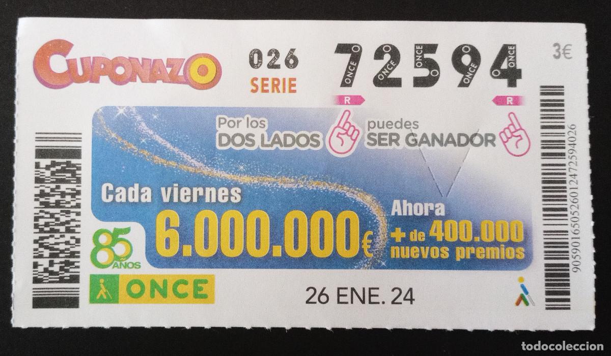 Cupones ONCE: CUP&Oacute;N ONCE - 26/ENERO/2024 - CUPONAZO - Foto 1