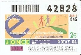 ONCE Coupons: Cup&oacute;n Once de 2-5-2004. Principio de no discriminaci&oacute;n. 8-040502