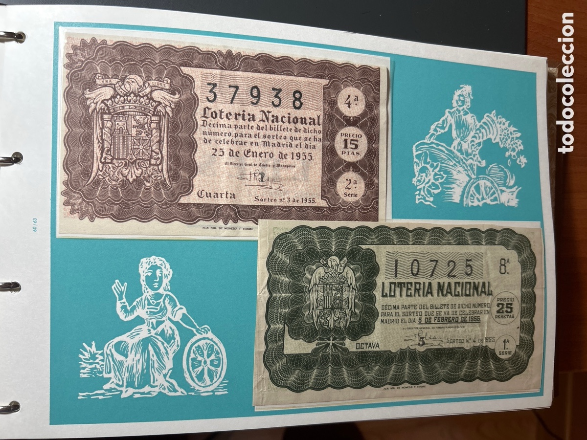 Cupones ONCE: Loteria A&ntilde;o 1955 Completo 36 Sorteos - Foto 2