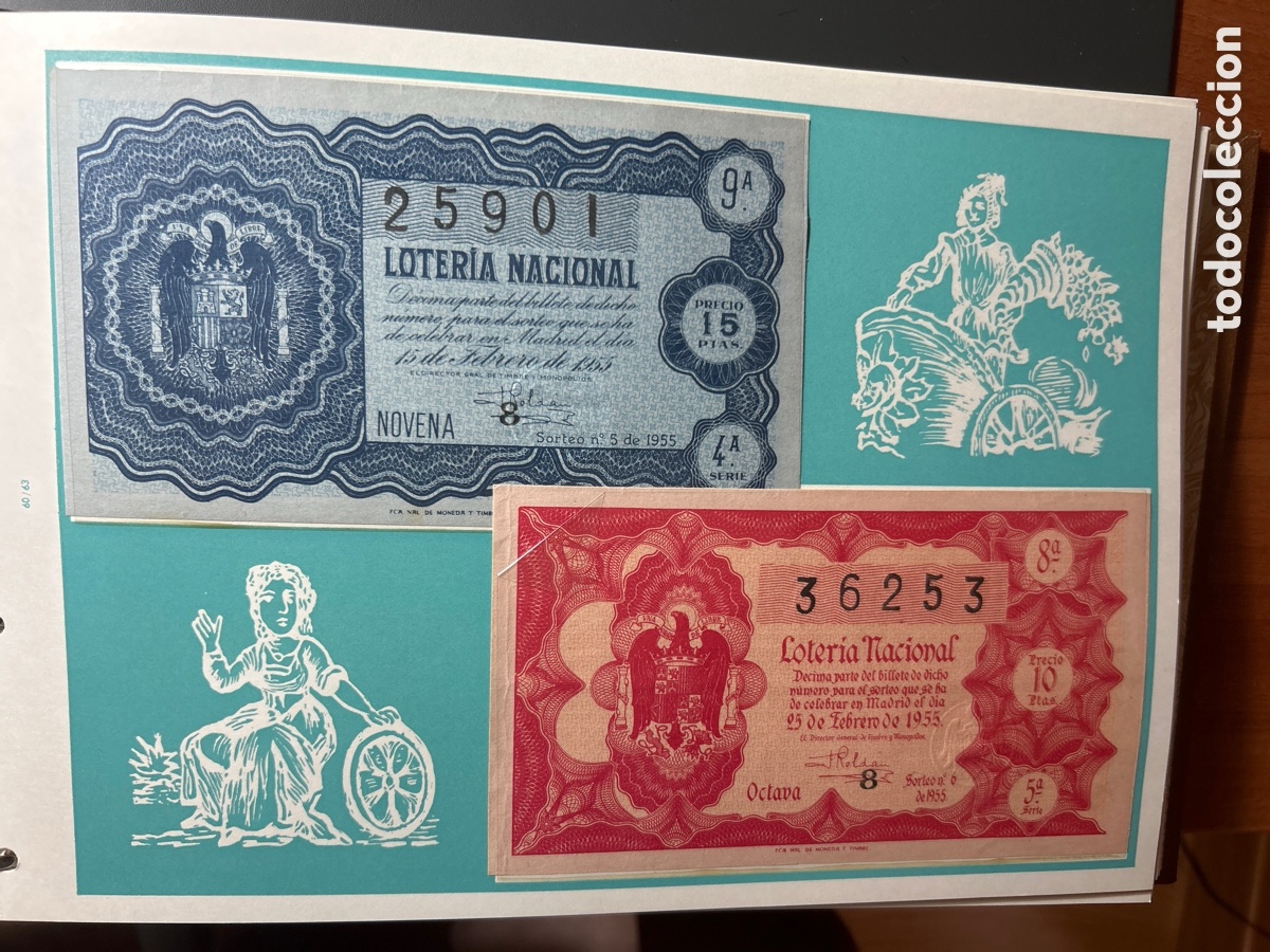Cupones ONCE: Loteria A&ntilde;o 1955 Completo 36 Sorteos - Foto 3