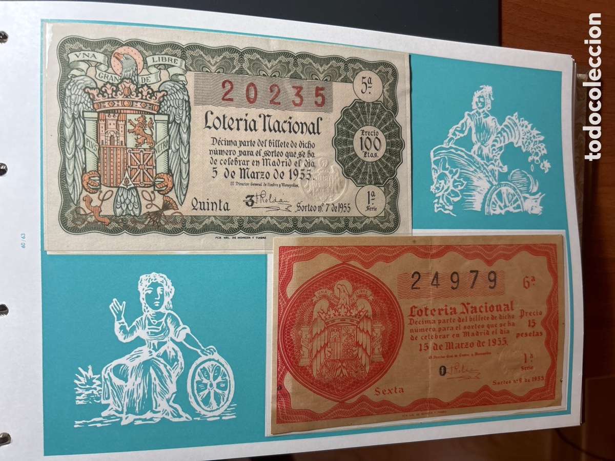 Cupones ONCE: Loteria A&ntilde;o 1955 Completo 36 Sorteos - Foto 4