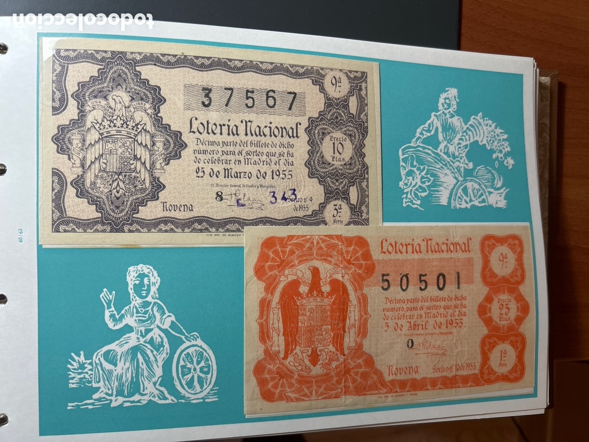 Cupones ONCE: Loteria A&ntilde;o 1955 Completo 36 Sorteos - Foto 5