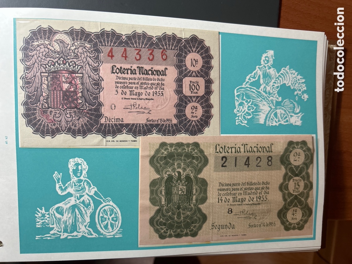Cupones ONCE: Loteria A&ntilde;o 1955 Completo 36 Sorteos - Foto 6