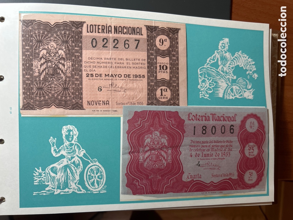 Cupones ONCE: Loteria A&ntilde;o 1955 Completo 36 Sorteos - Foto 7