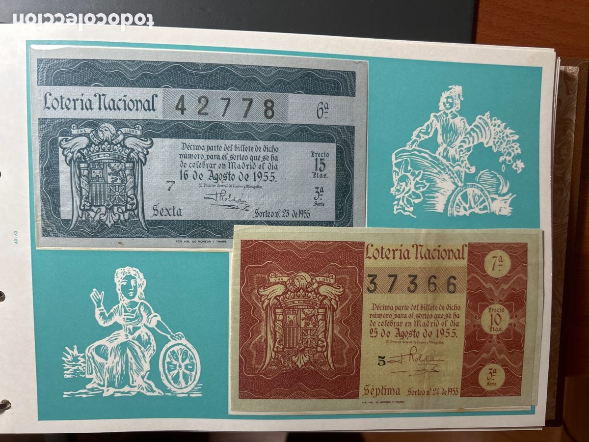 Cupones ONCE: Loteria A&ntilde;o 1955 Completo 36 Sorteos - Foto 10