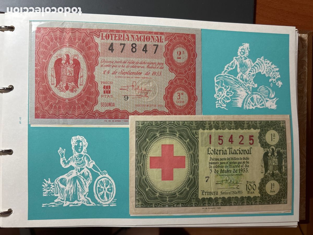 Cupones ONCE: Loteria A&ntilde;o 1955 Completo 36 Sorteos - Foto 12