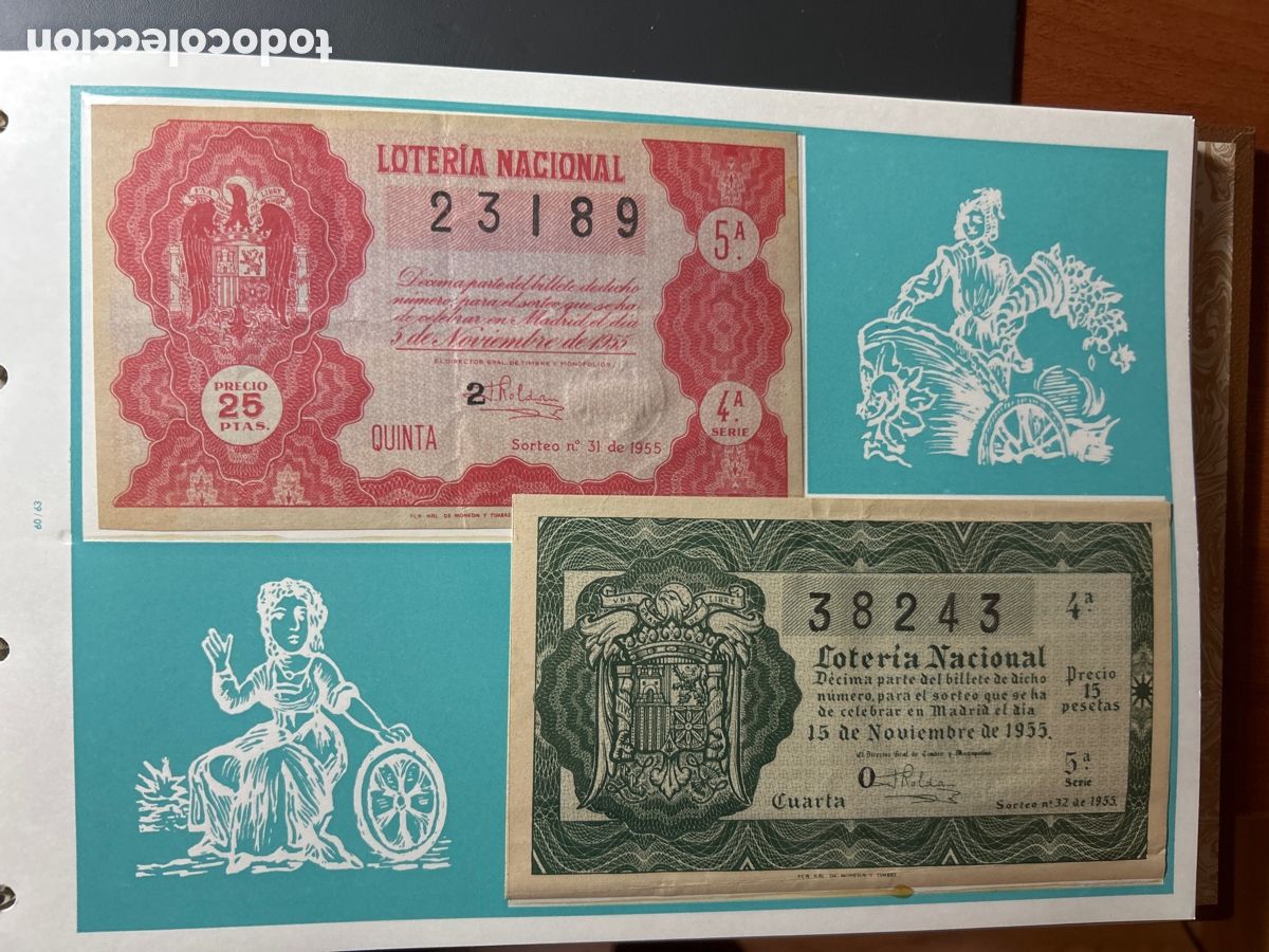 Cupones ONCE: Loteria A&ntilde;o 1955 Completo 36 Sorteos - Foto 14