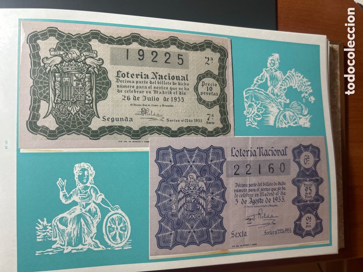Cupones ONCE: Loteria A&ntilde;o 1955 Completo 36 Sorteos - Foto 18