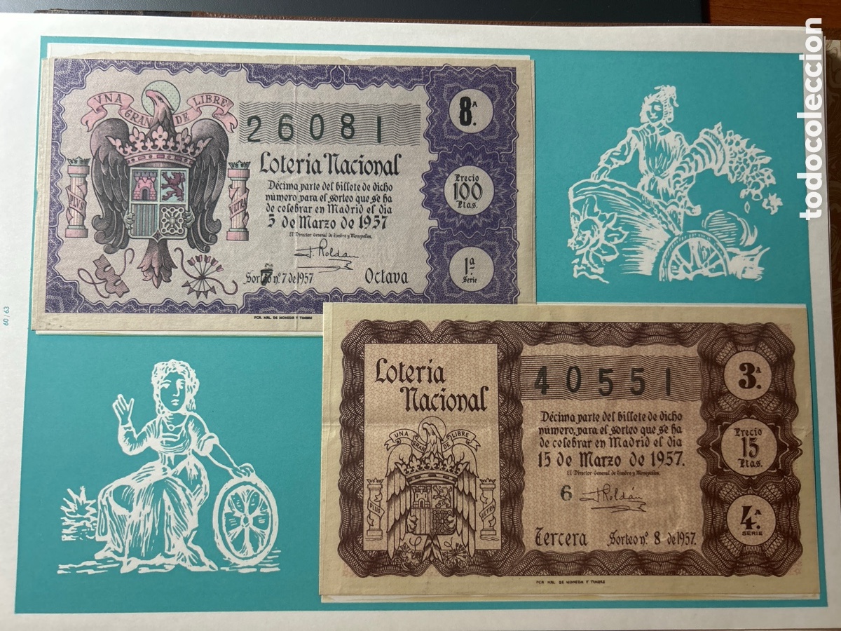 Cupones ONCE: Loteria A&ntilde;o 1957 Completo con 36 Sorteos - Foto 4