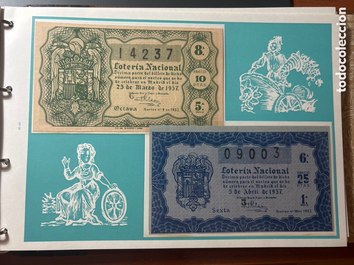 Cupones ONCE: Loteria A&ntilde;o 1957 Completo con 36 Sorteos - Foto 5