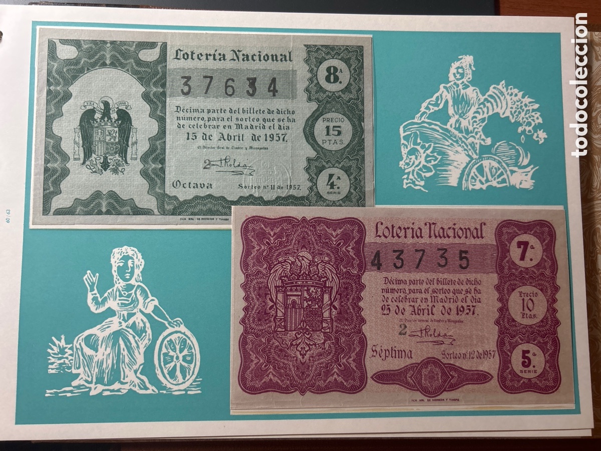 Cupones ONCE: Loteria A&ntilde;o 1957 Completo con 36 Sorteos - Foto 6