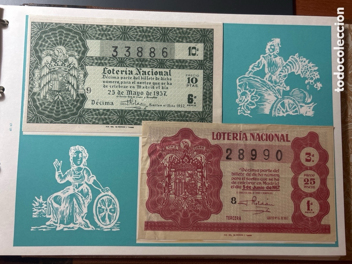 Cupones ONCE: Loteria A&ntilde;o 1957 Completo con 36 Sorteos - Foto 8